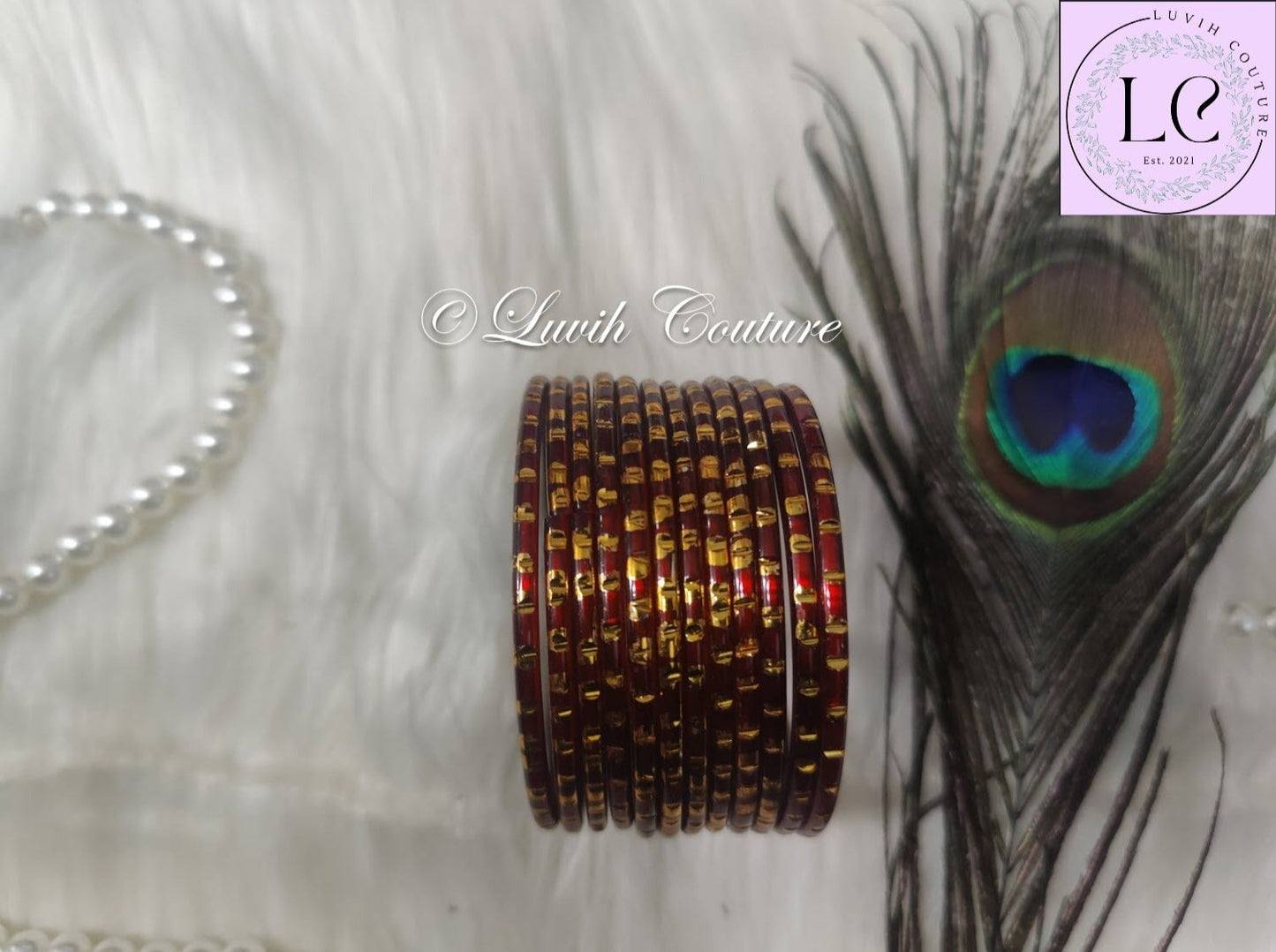 Glass Bangles- Maroon- Traditional Bangles, Luvih Couture