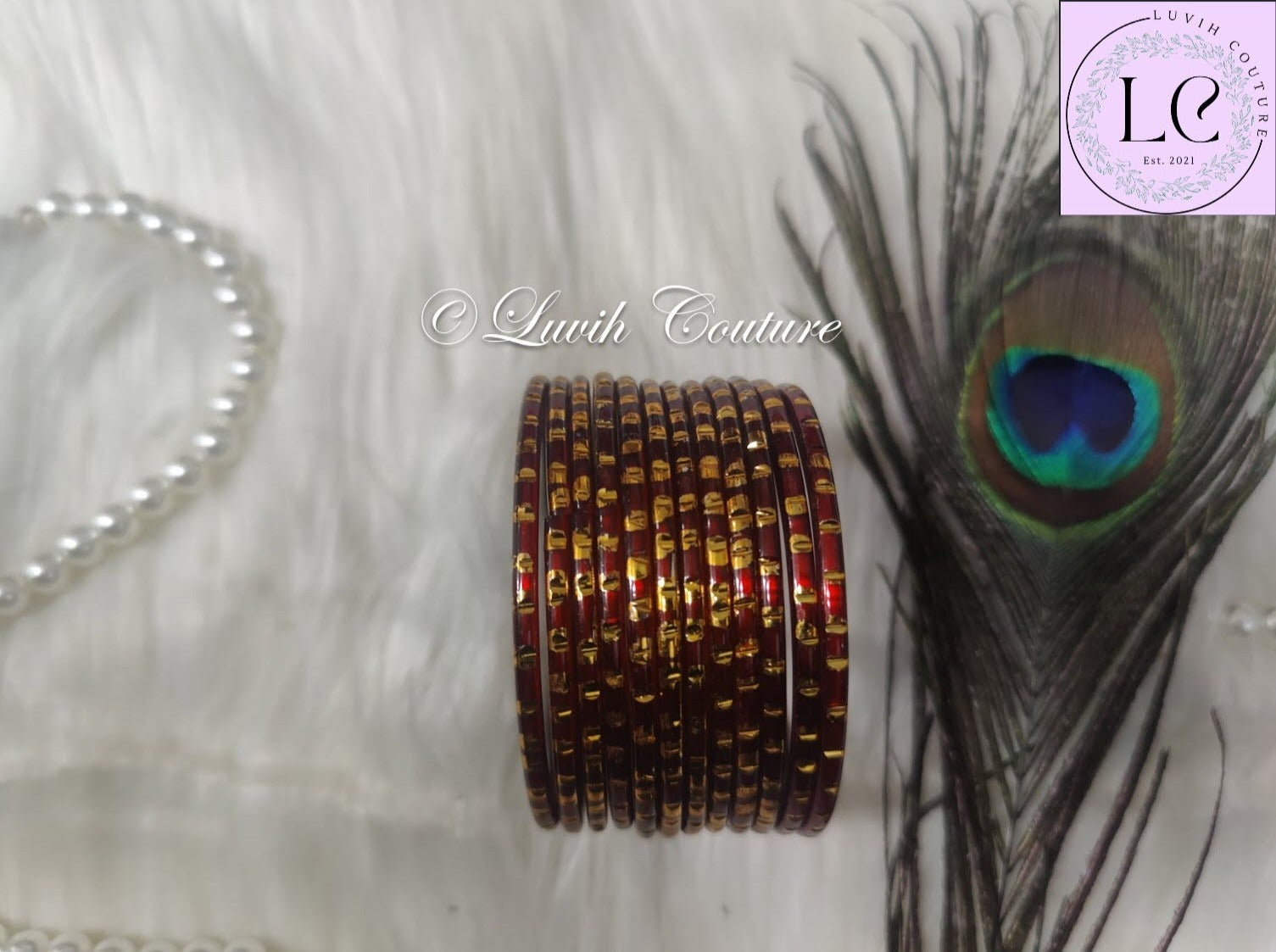 Glass Bangles- Maroon- Traditional Bangles, Luvih Couture