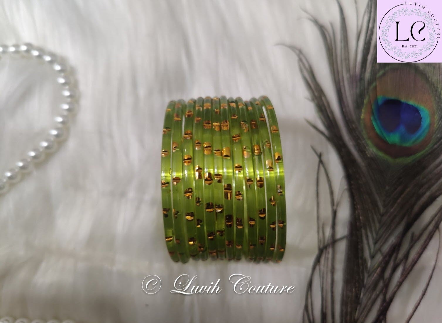 Glass Bangles- Parrot Green - Traditional Bangles, Luvih Couture