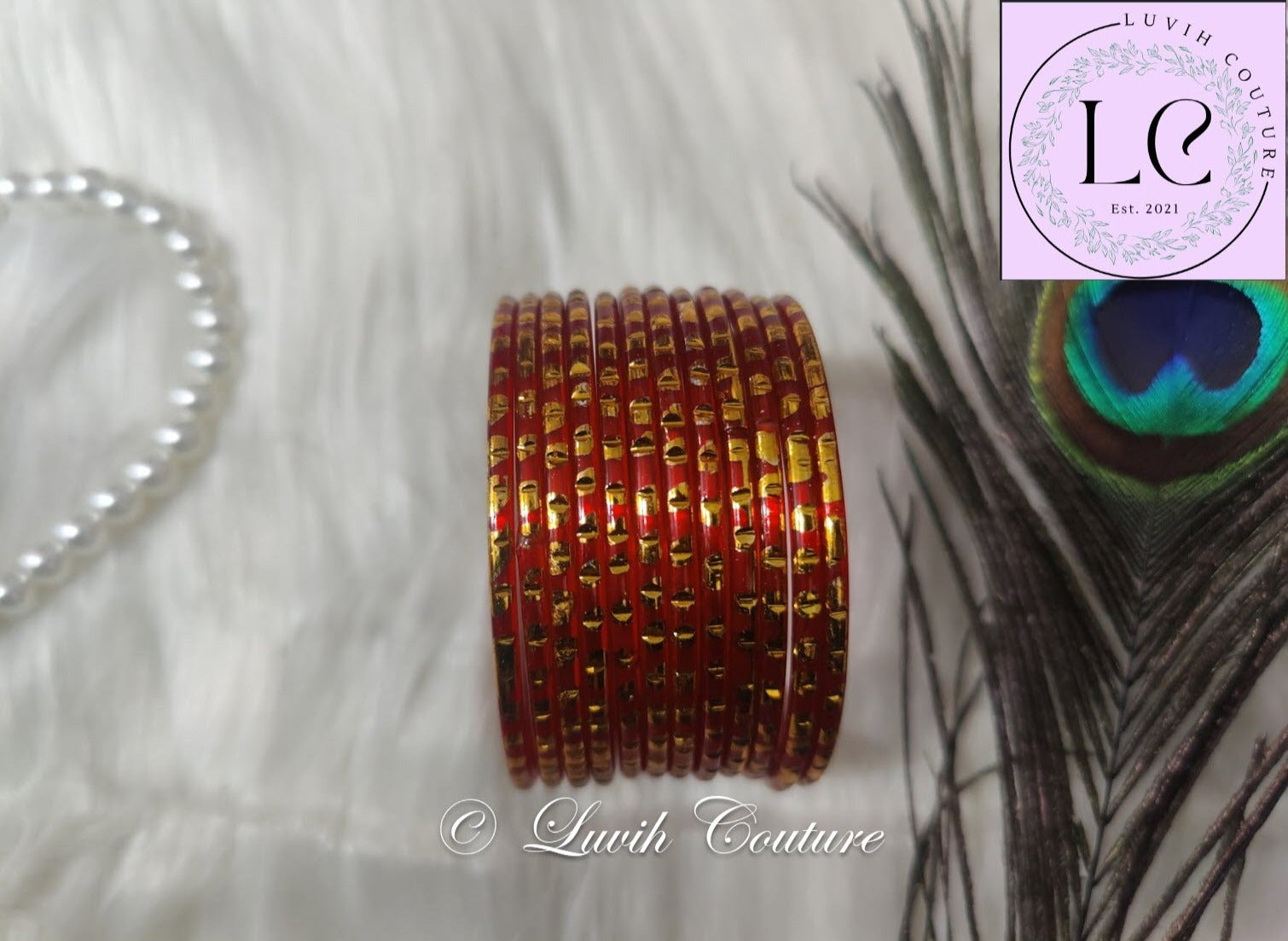 Glass Bangles- Red- Traditional Bangles, Luvih Couture