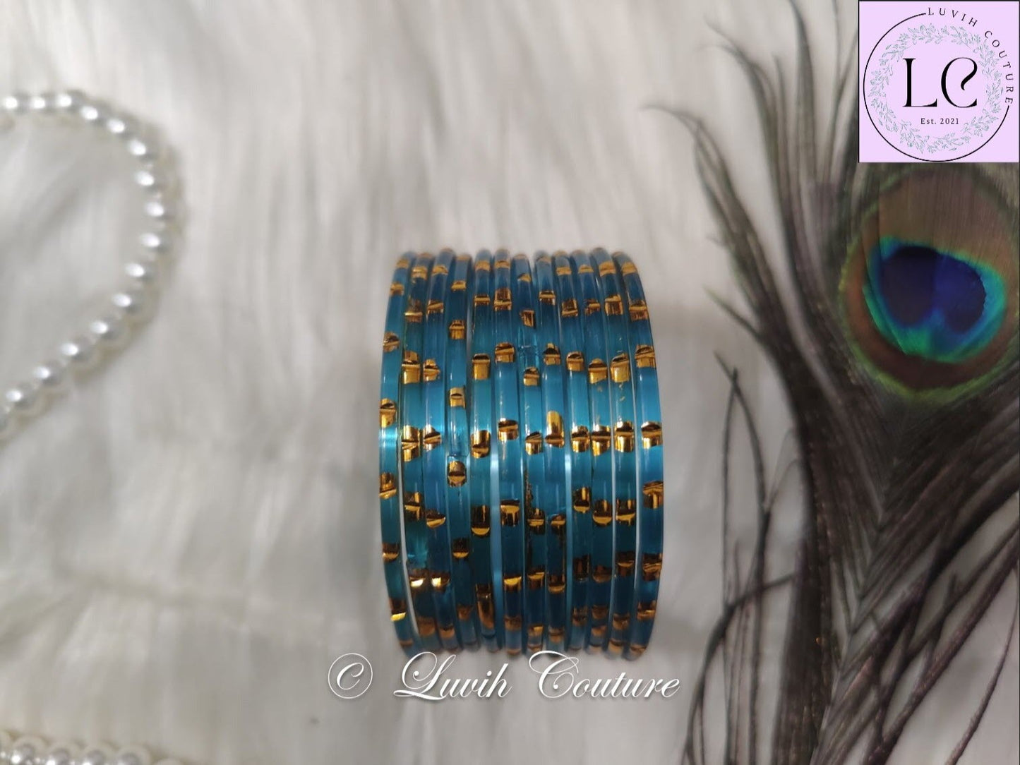 Glass Bangles- Sky Blue- Traditional Bangles, Luvih Couture