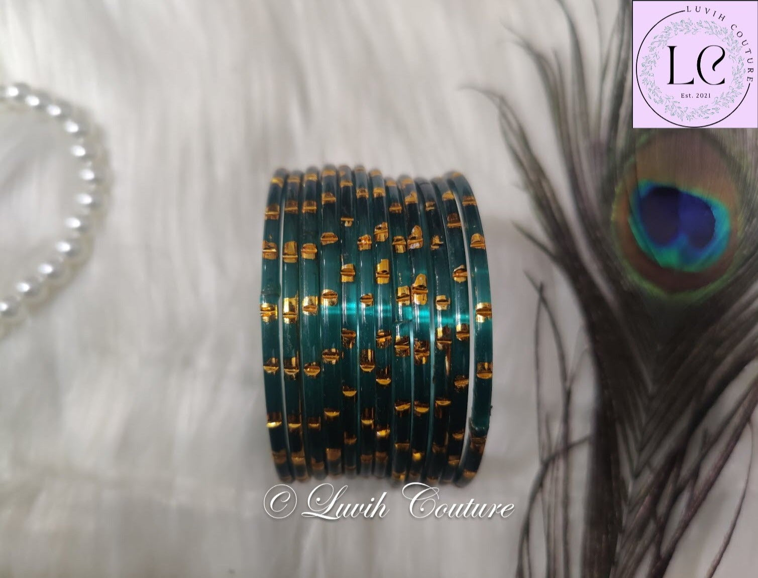 Glass Bangles- Teal- Traditional Bangles, Luvih Couture
