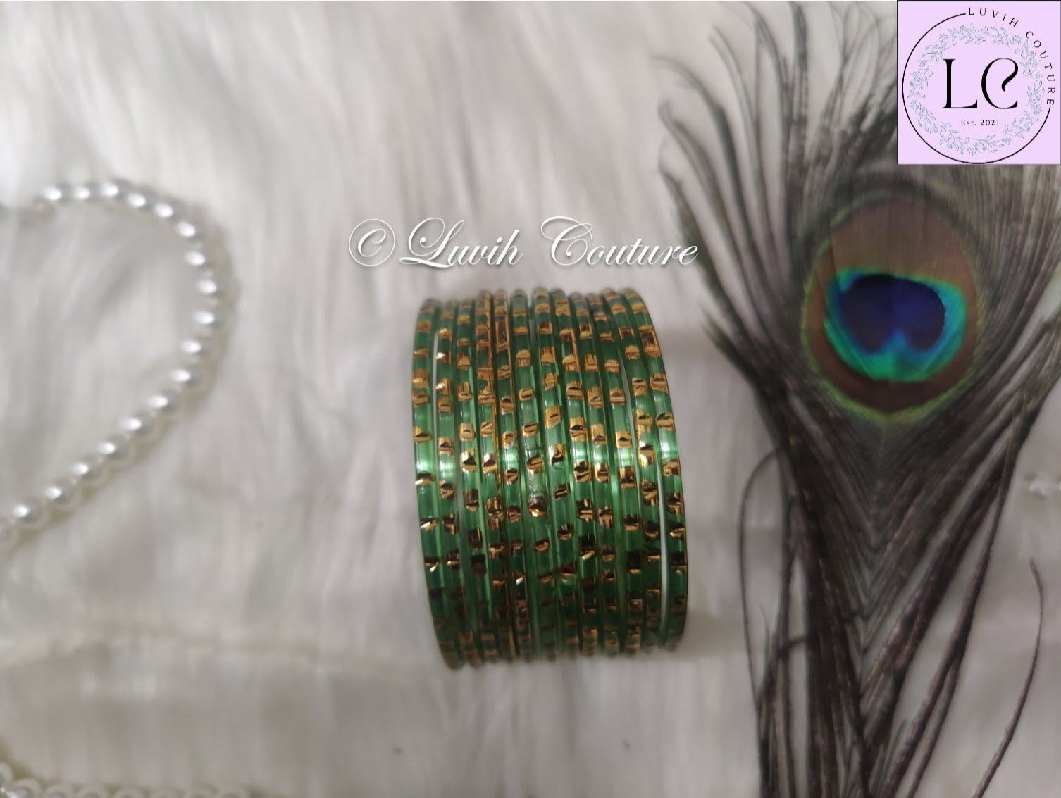 Glass Bangles- Light Green- Traditional Bangles, Luvih Couture