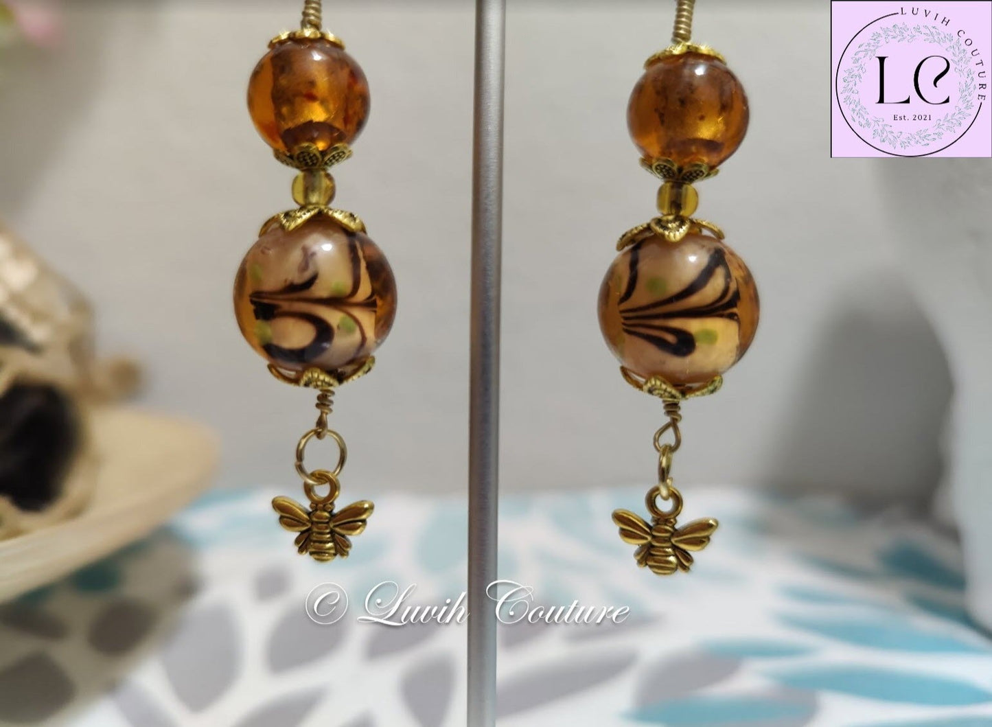 Handmade Glass Lamp work Earrings for Women, Luvih Couture