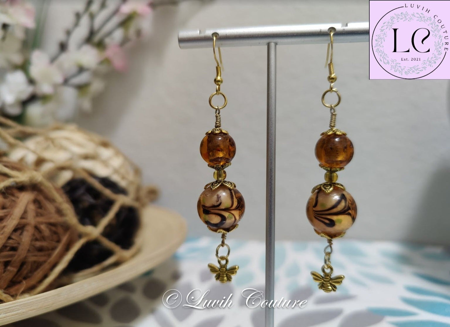 Handmade Glass Lamp work Earrings for Women, Luvih Couture