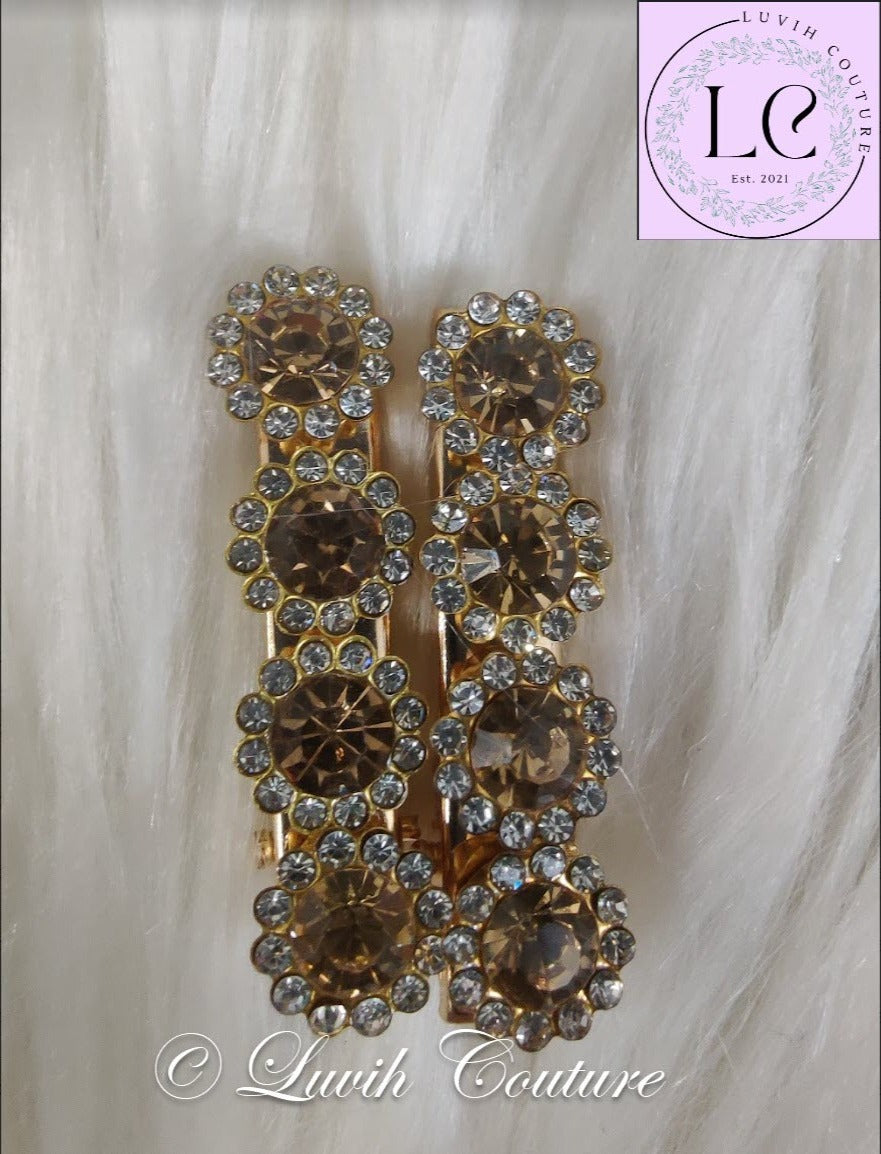 Gold Flower Hair Clips Luvih Couture