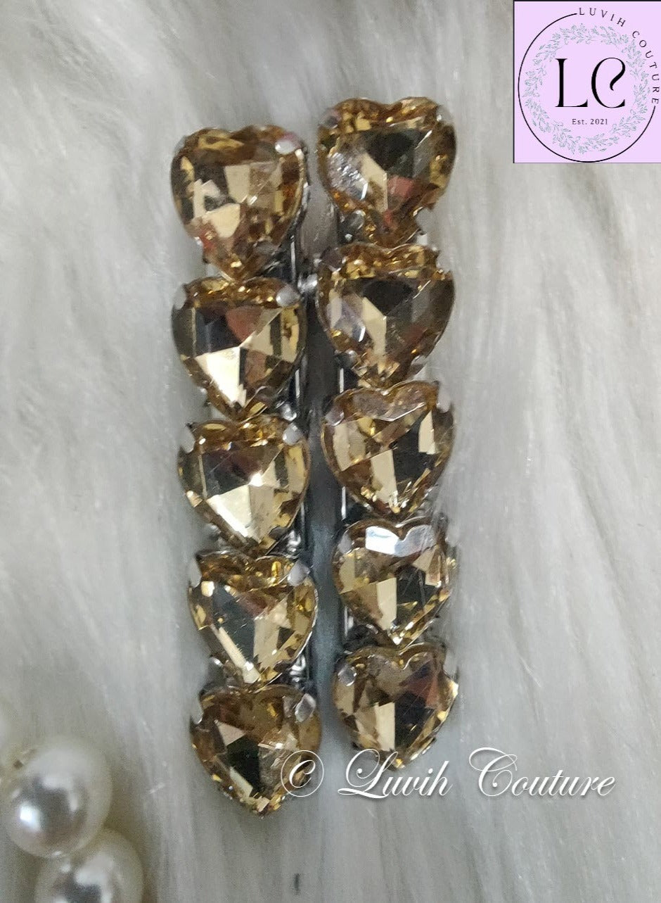 Gold Heart hair clips, Luvih Couture