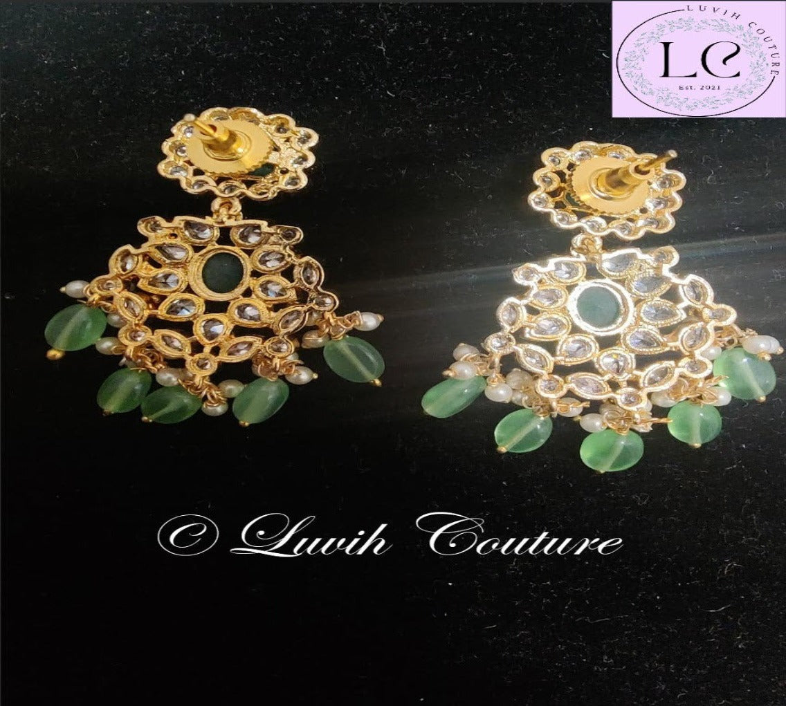 Grand Polki Earrings Back Side Imitation Jewelry Imitation Earrings for kids and women, Luvih Couture