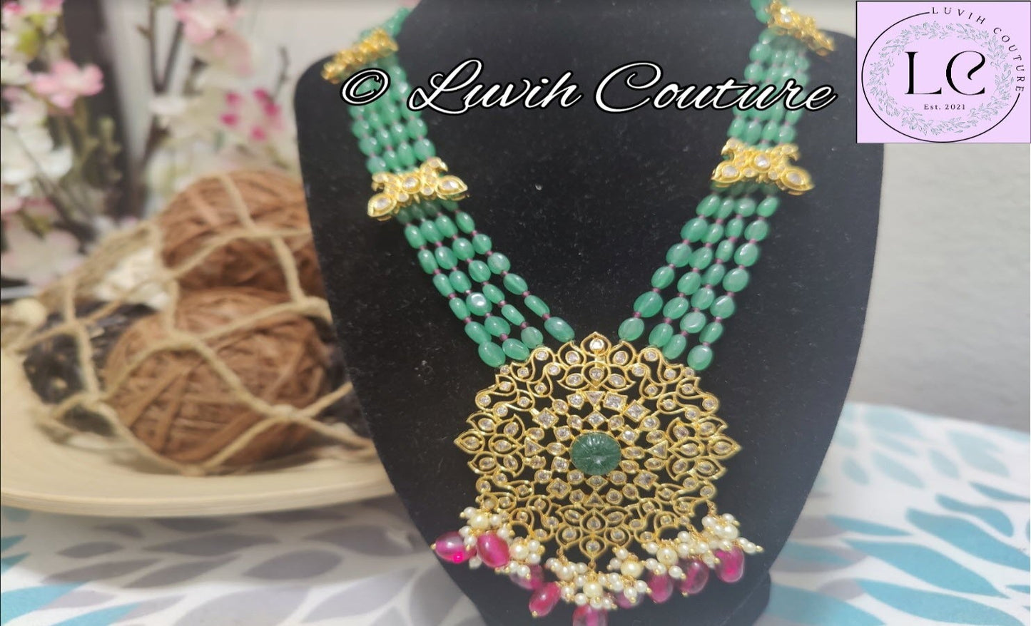 Green beads necklace Luvih Couture