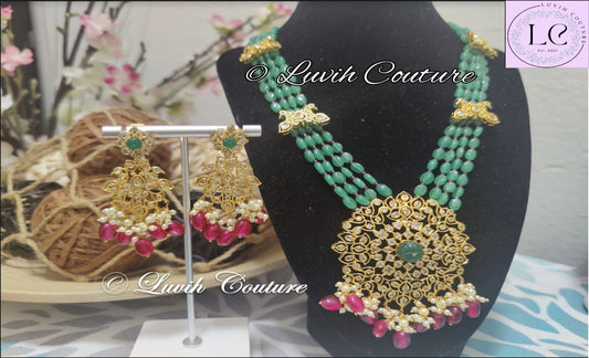 Green beads Necklace set Luvih Couture