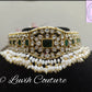 Jadau kundan grand choker necklace Green color, Luvih Couture