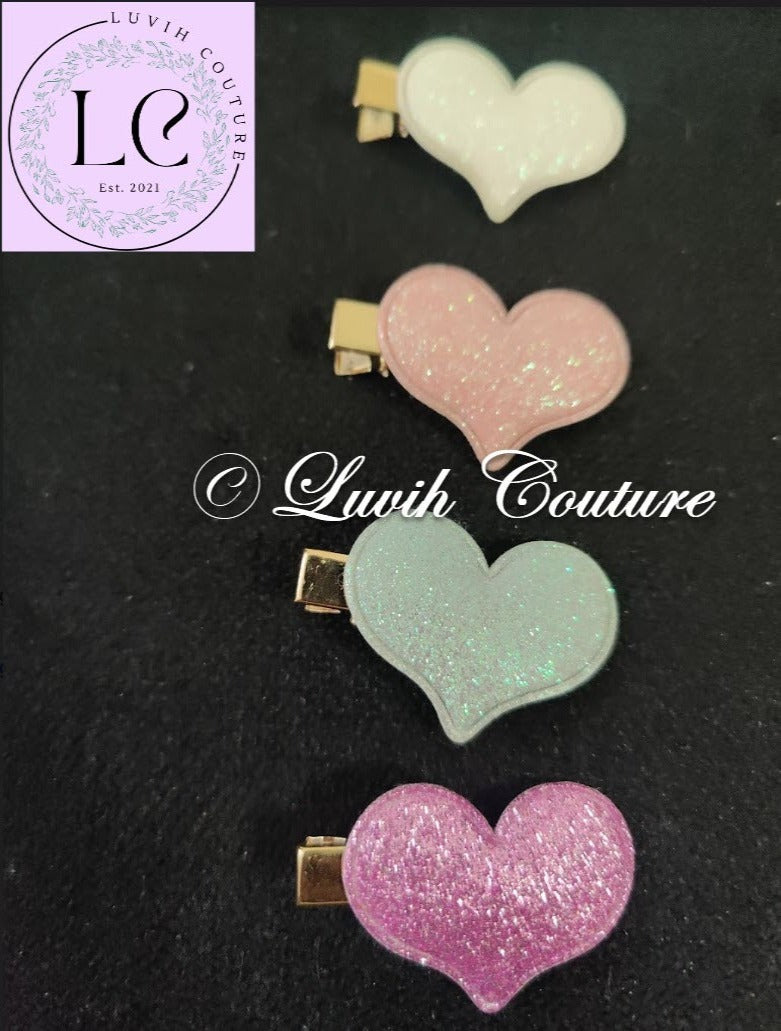 Designer heart  hair clips set-1, Luvih Couture