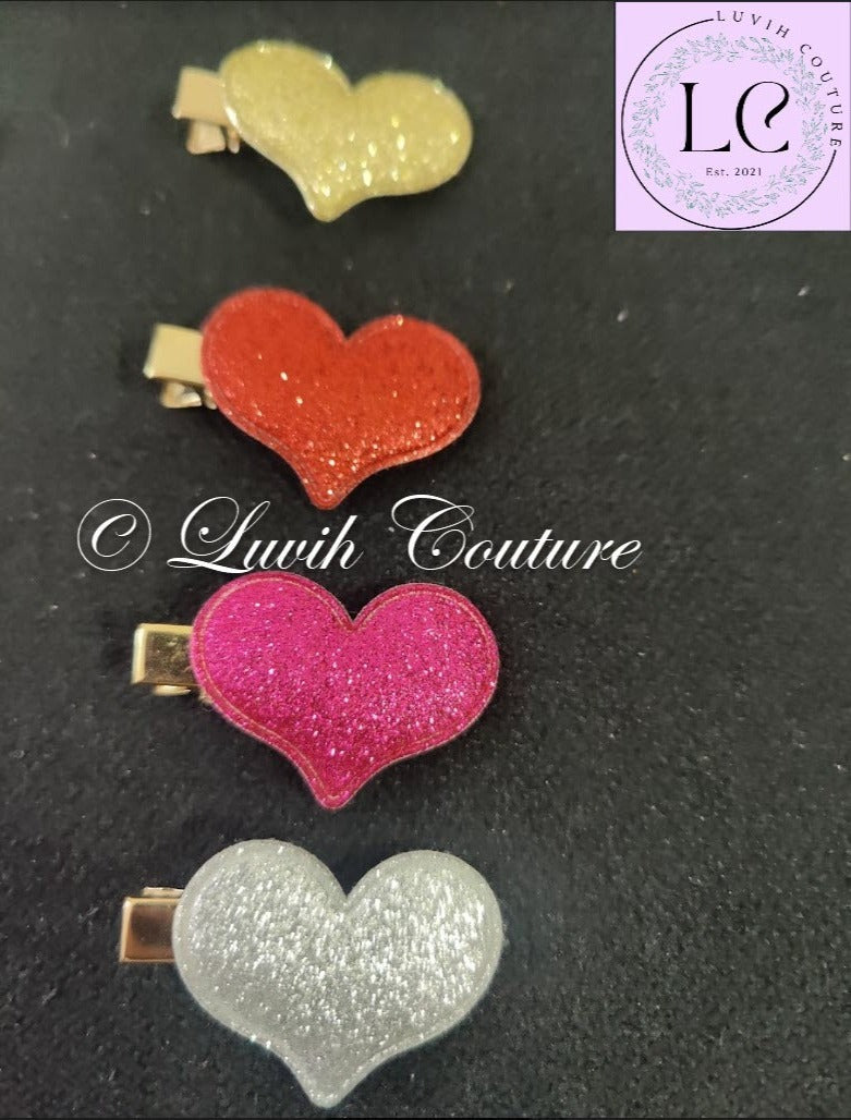 Designer heart hair clips set-2, Luvih Couture