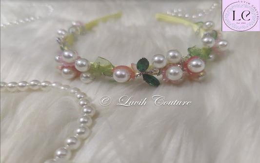Designer Pearl and Floral Vintage Crystal Handmade Fancy Hair Bands Luvih Couture