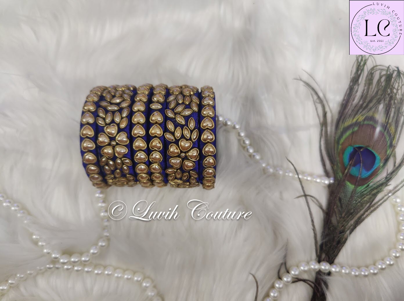 Heart Dark Blue Silk thread Bangles for Kids, Girls, Teens, Women