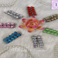 Heart Hair clips all colors close up, Luvih Couture