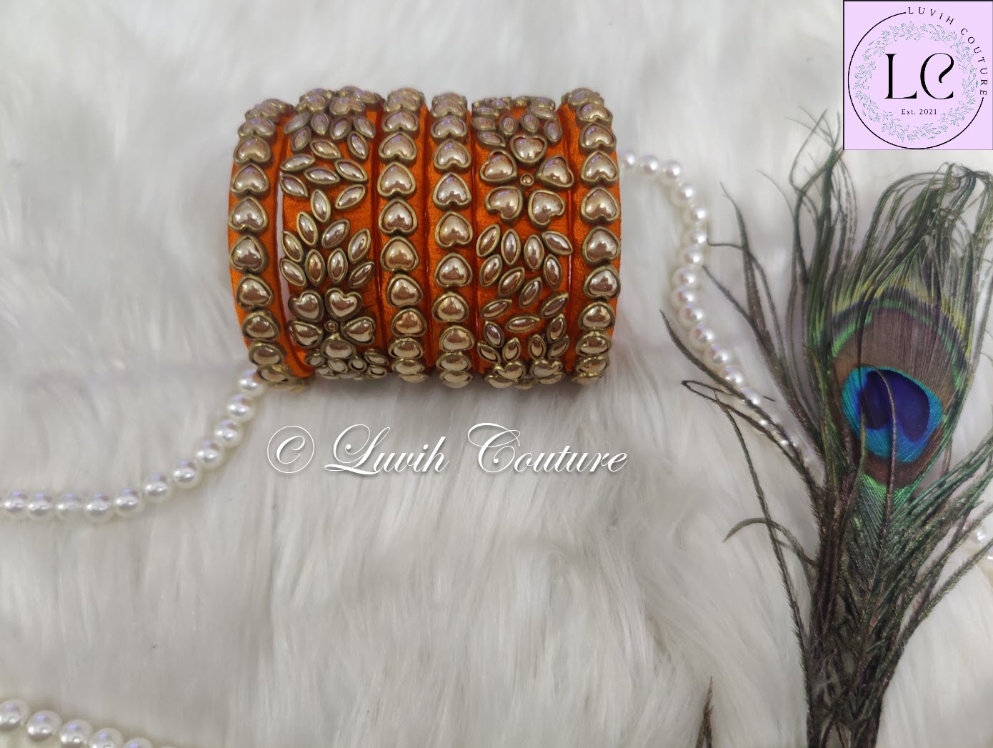 Heart Orange Silk thread Bangles for Kids, Girls, Teens, Women