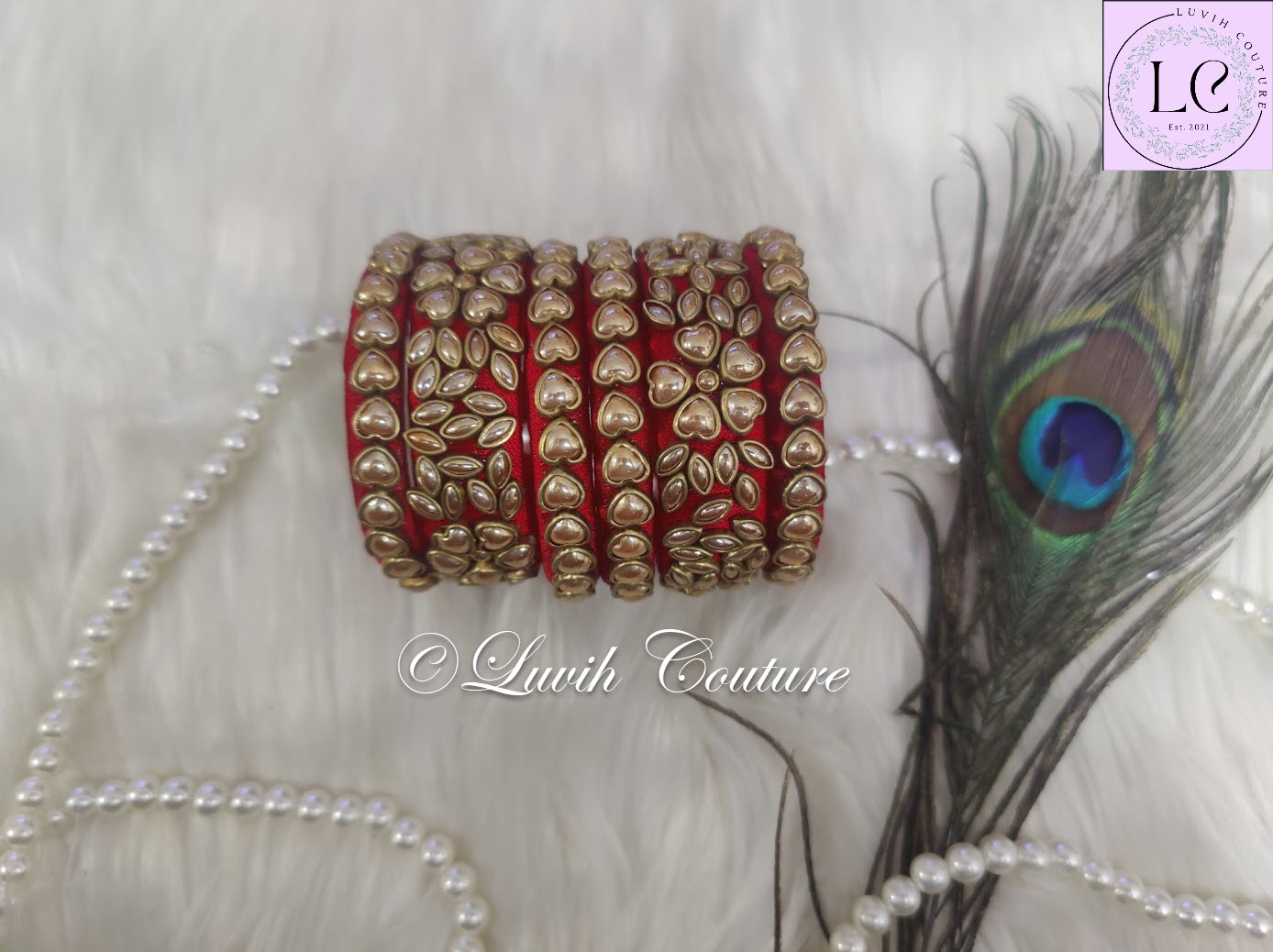 Heart Red Silk thread Bangles for Kids, Girls, Teens, Women