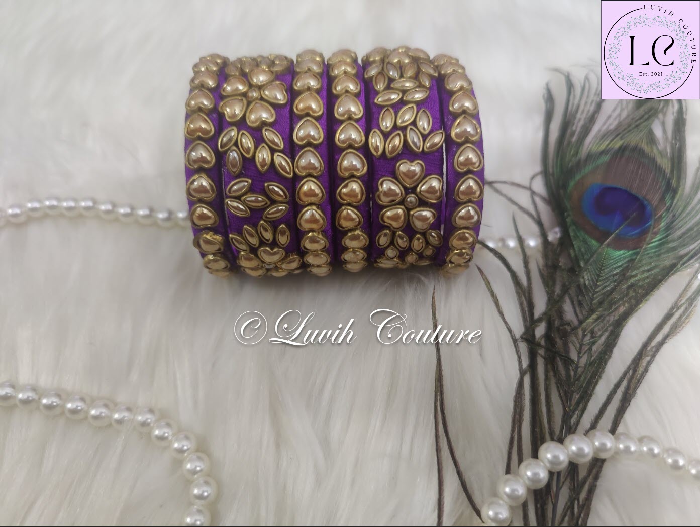 Heart Violet Silk thread Bangles for Kids, Girls, Teens, Women