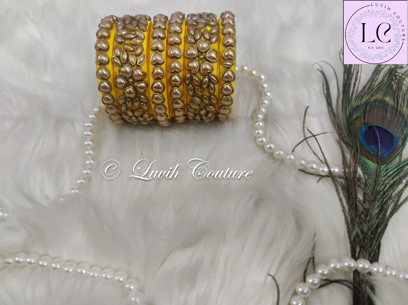 Heart Yellow Silk thread Bangles for Kids, Girls, Teens, Women