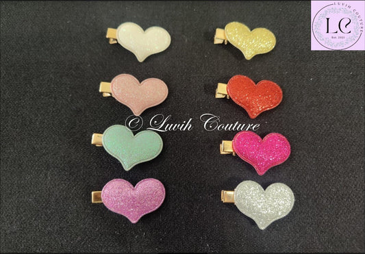 Designer heart hair clips all colors, Luvih Couture