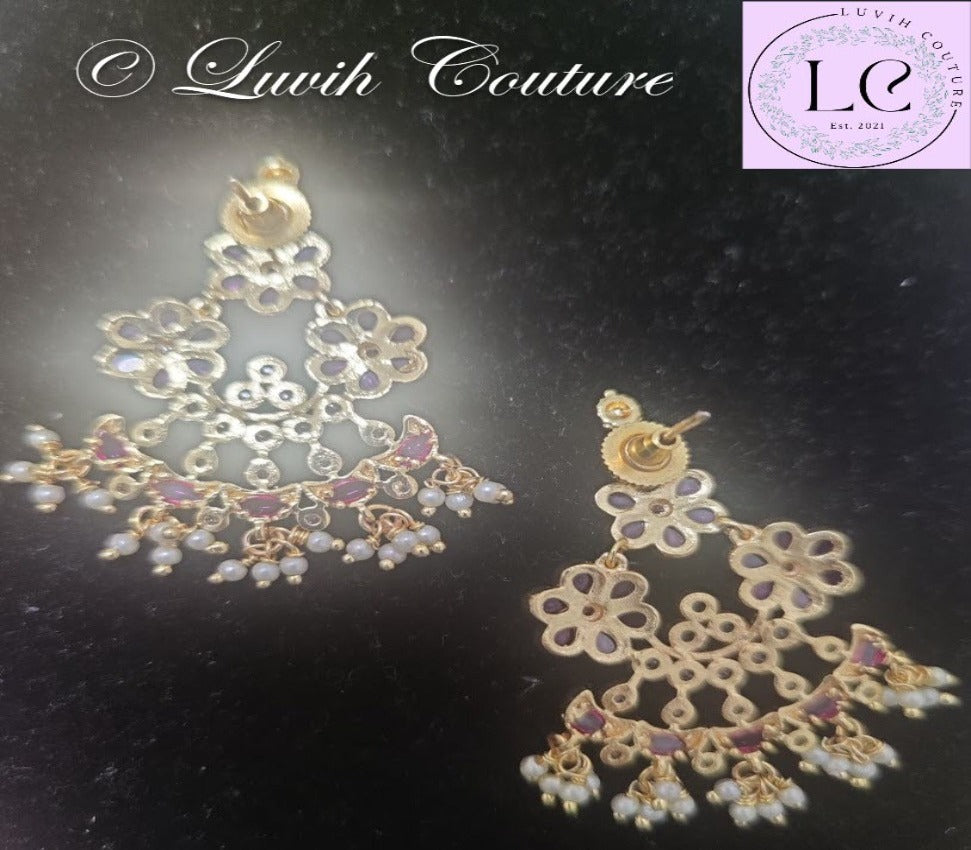 Floral Kemp Guttapusalu Earrings Back side for kids, girls , Teens, Women