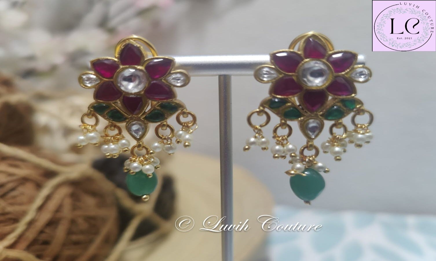Jadau Kundan Floral Earrings for girls, teens, Women