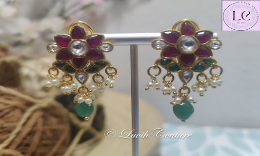 Jadau Kundan Floral Earrings for girls, teens, Women