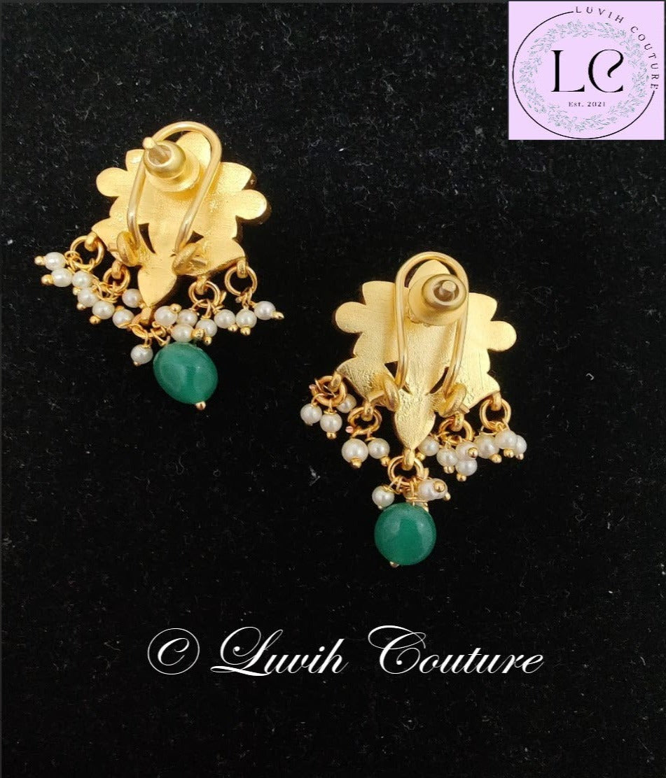 Jadau Kundan Floral Earrings Back side for girls, teens, Women