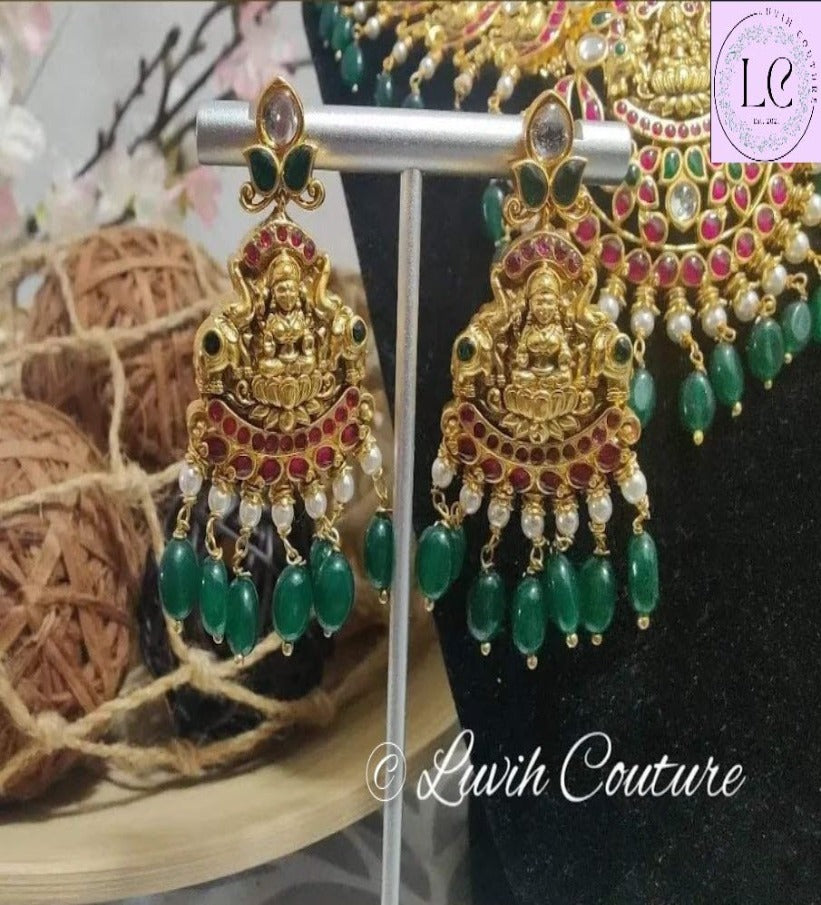 Jadau Kundan Lakshmi Elephant Earrings for kids and Women , JAdau kundan Earrings, Luvih Couture