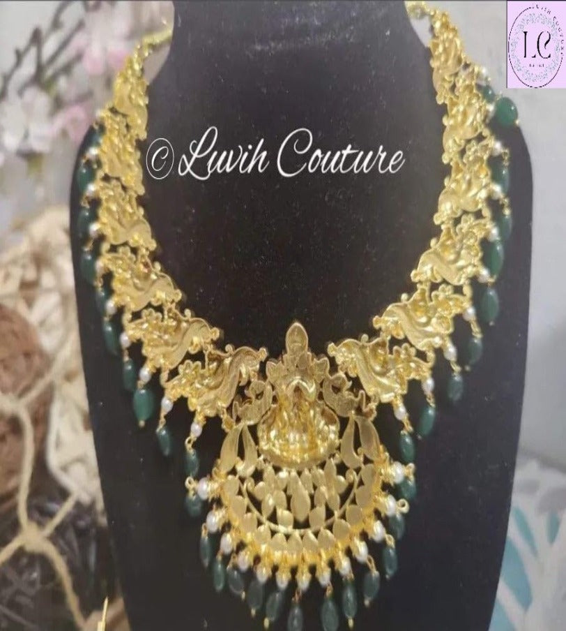 Jadau Kundan Lakshmi Peacock Necklace Back Side For Kids and Women , Jadau Kundan Necklaces, Luvih Couture