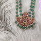 Jadau Kundan Mango Peacock Floral Mala or Haram or Necklace  Pendant Close up for girls, teens, women
