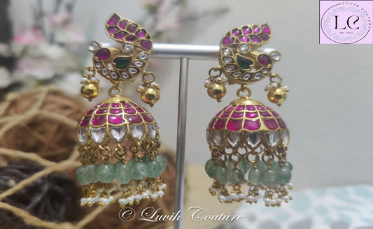 Jadau Kundan Earrings Peacock Earrings for Girls, Teens and women, Luvih Couture