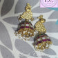 Jadau Kundan Peacock Jhumkas or earrings back side for girls, Teens, Women