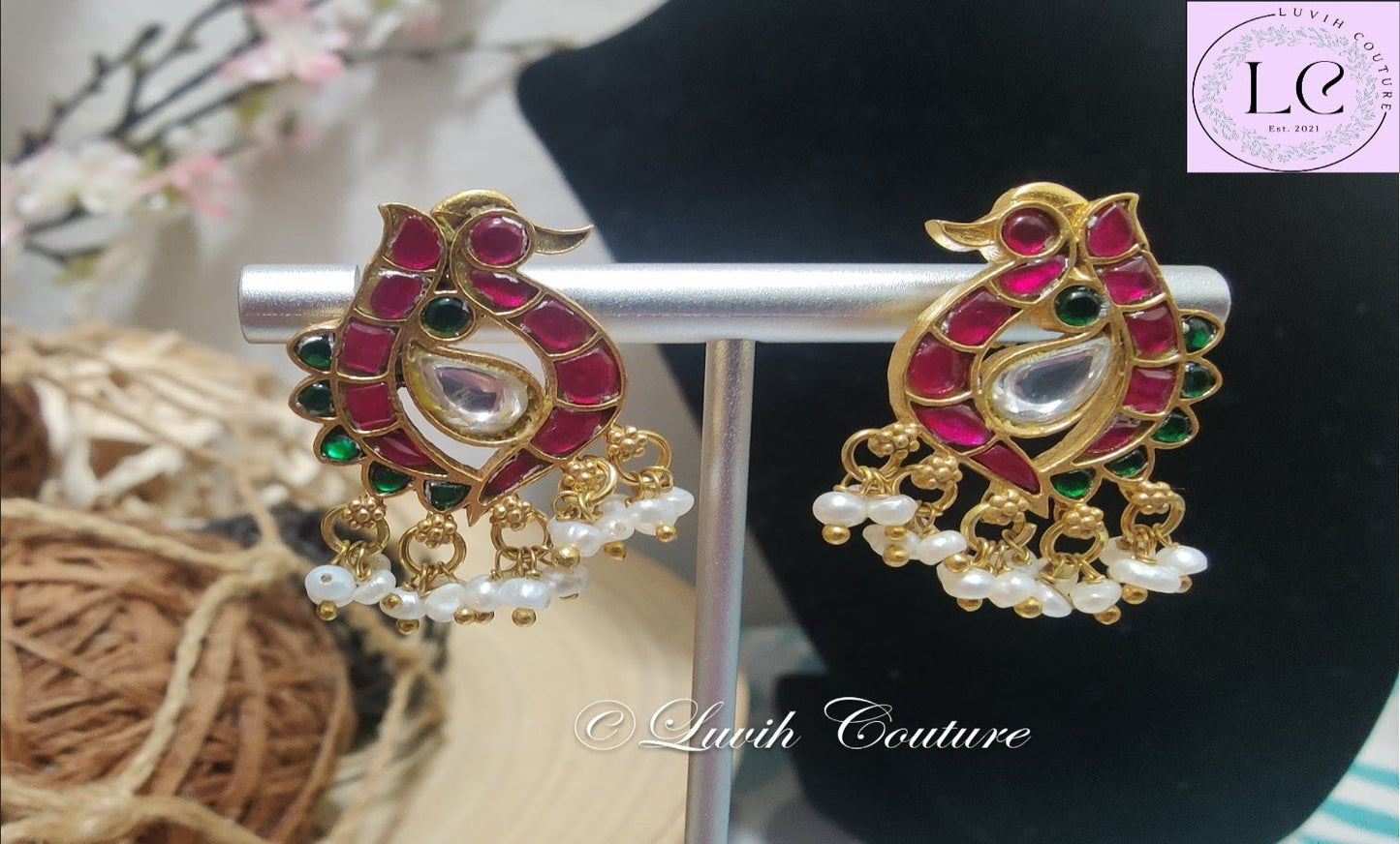 Jadau Kundan Peacock Earrings for girls, teens, women