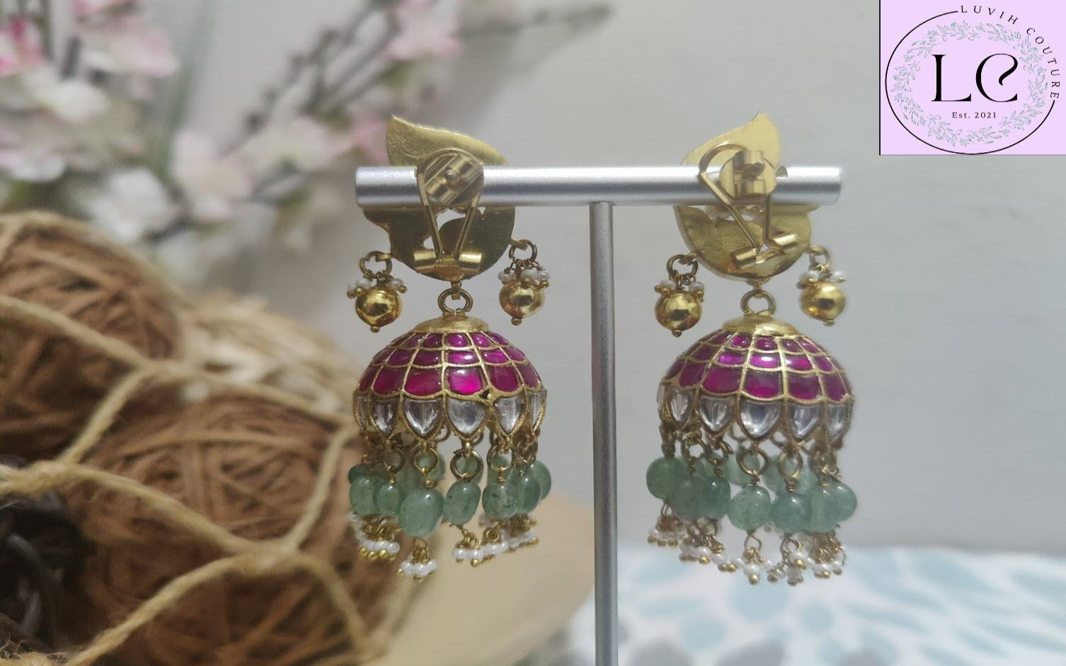 Jadau Kundan Earrings Peacock Earrings Back side for Girls, Teens and women, Luvih Couture