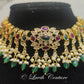 Polki Necklace with Pink and Green Stones for Women, Luvih Couture