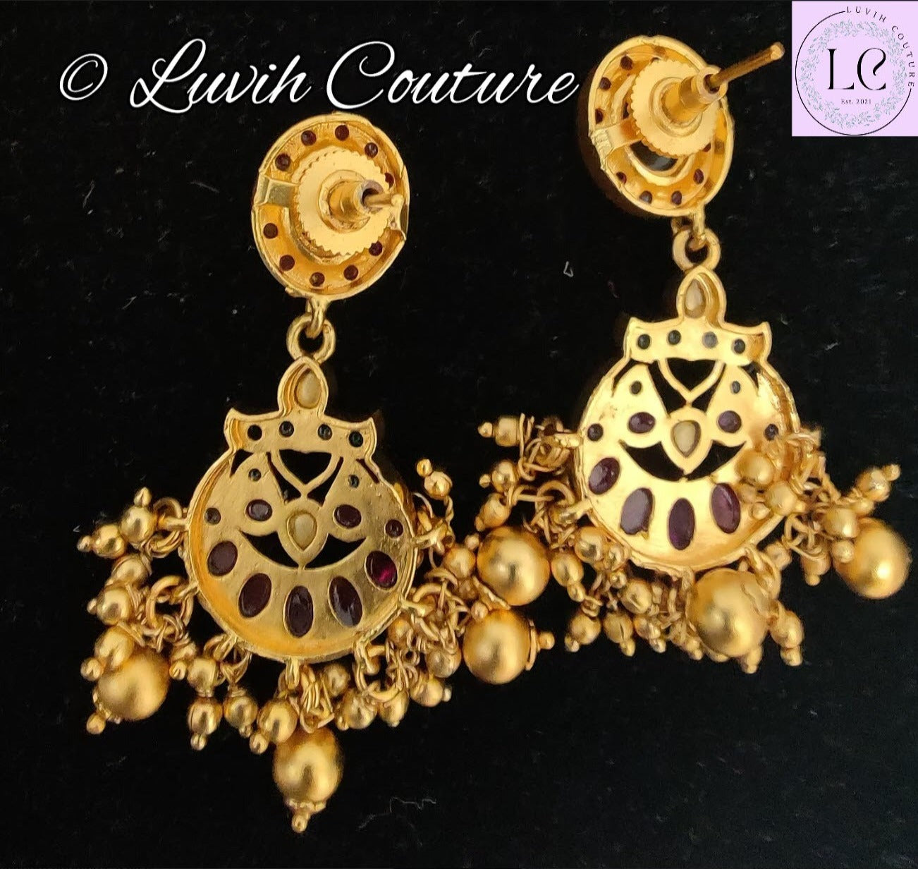 Kemp Earrings, Back Side, Kemp Floral Earrings, Imitation Earrings, Earrings, Luvih Couture