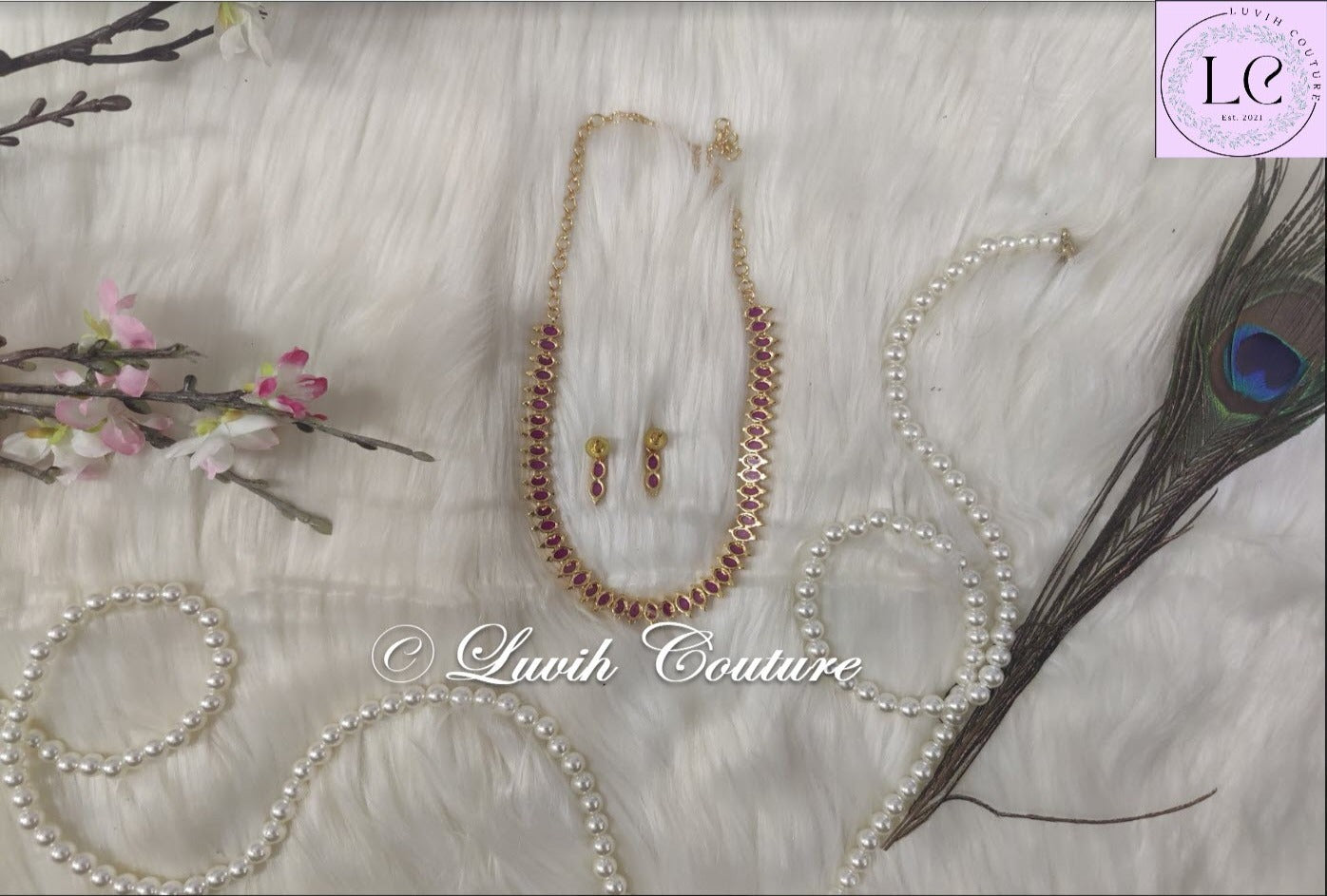 Ruby necklace flexible necklace set back side kemp jewelry, Luvih Couture
