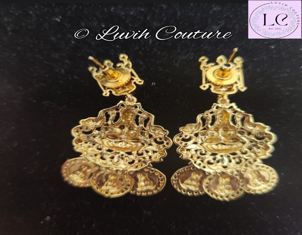 Lakshmi Kasu Earrings Back Side, Women's Earrings, Earrings, Imitation Earrings, Imitation Jewelry, Luvih Couture