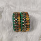 Dark Green Silk Thread Bangles Lakshmi Kasu Design For Kids and Women, Luvih Couture
