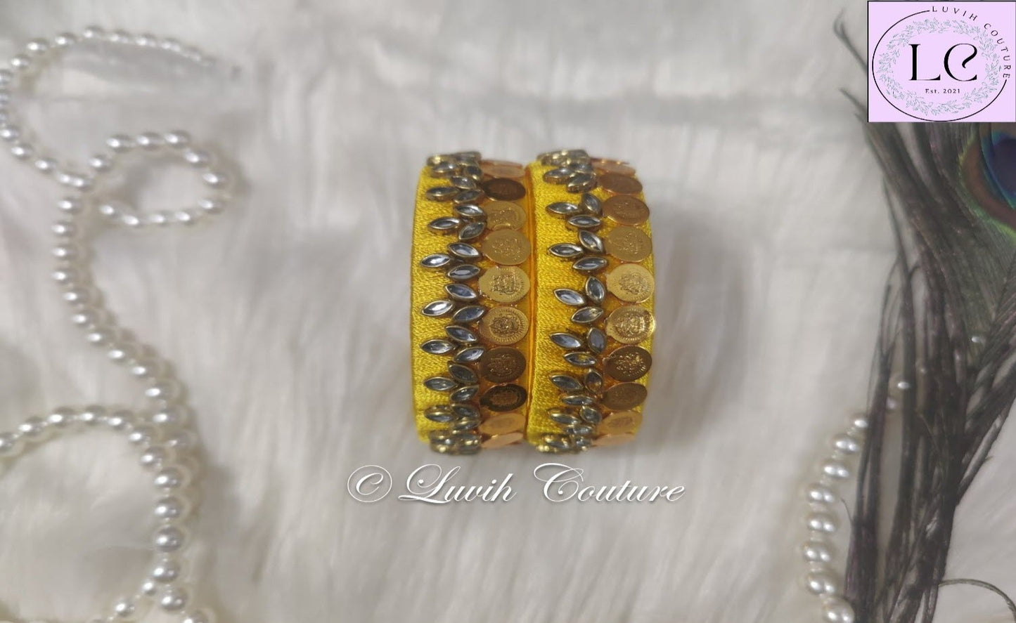 Mango Yellow Silk Thread Bangles Lakshmi Kasu Design For Kids and Women, Luvih Couture
