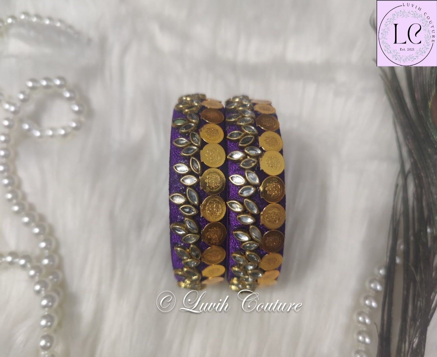 Violet Silk Thread Bangles Lakshmi Kasu Design For Kids and Women, Luvih Couture