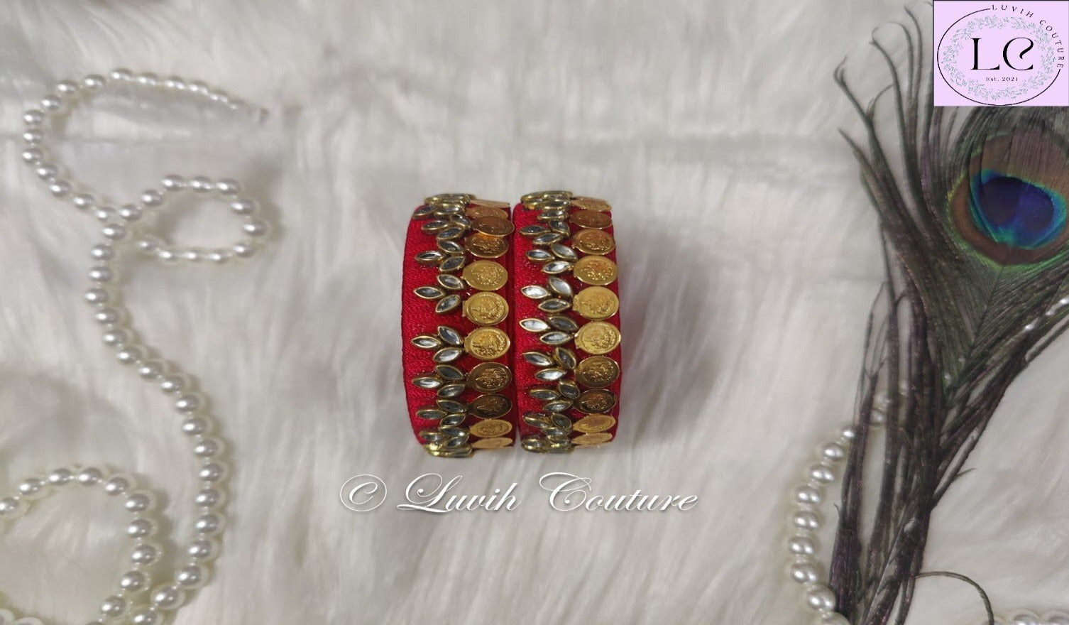 Apple Red Silk Thread Bangles Lakshmi Kasu Design For Kids and Women, Luvih Couture