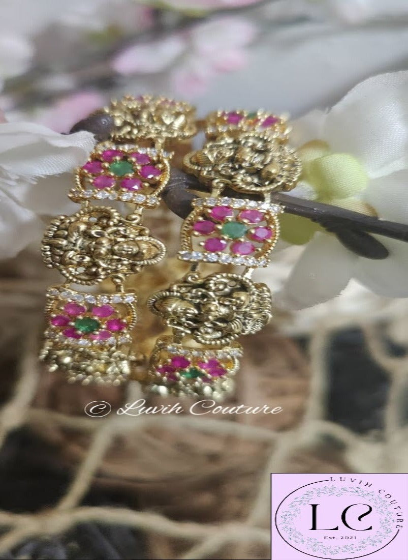 Lakshmi and flower Nakshi Work Bangles  Imitation bangles for women Luvih Couture