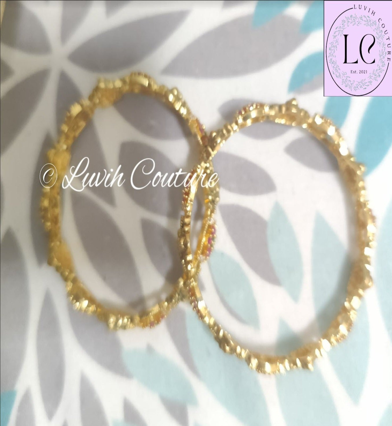 Lakshmi and flower Nakshi Bangles top view Imitation women bangles Luvih Couture