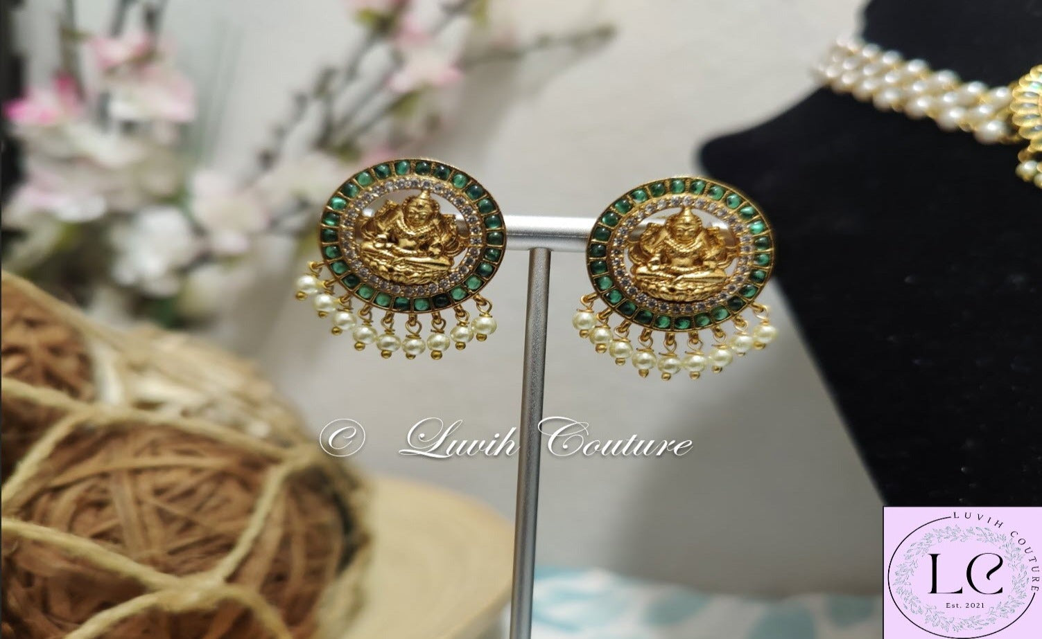 Lakshmi Pearl Earrings for girls, teens or women, Luvih Couture