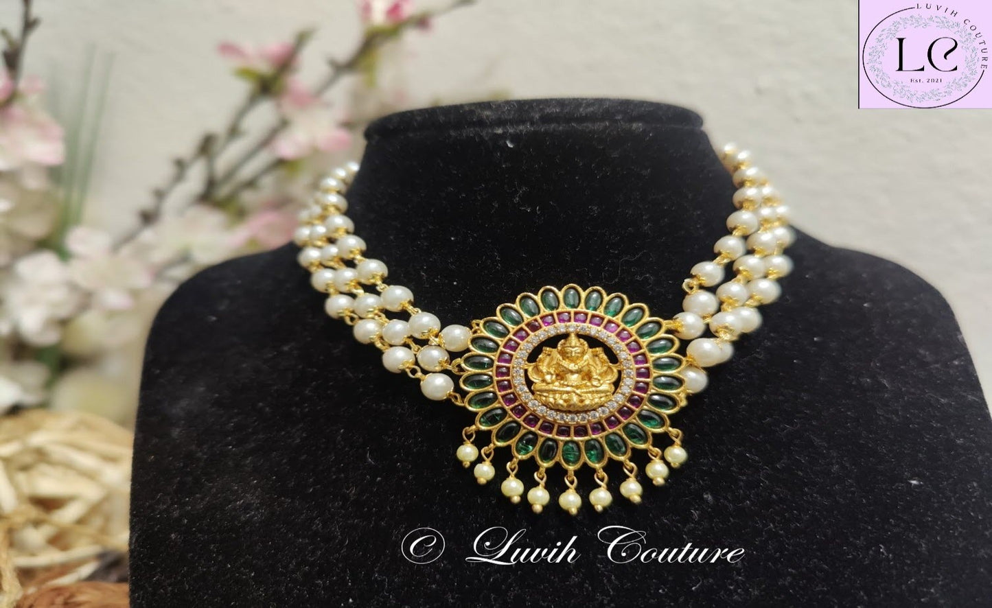 Lakshmi Pearl Choker or Necklace for girls, teens or women, Luvih Couture