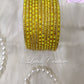 Lemon Yellow Oval Dot And Criss Cross sparkle Glass Bangles for Girls, Teens, Women