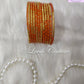 Light Orange Oval Dot And Criss Cross sparkle Glass Bangles for Girls, Teens, Women
